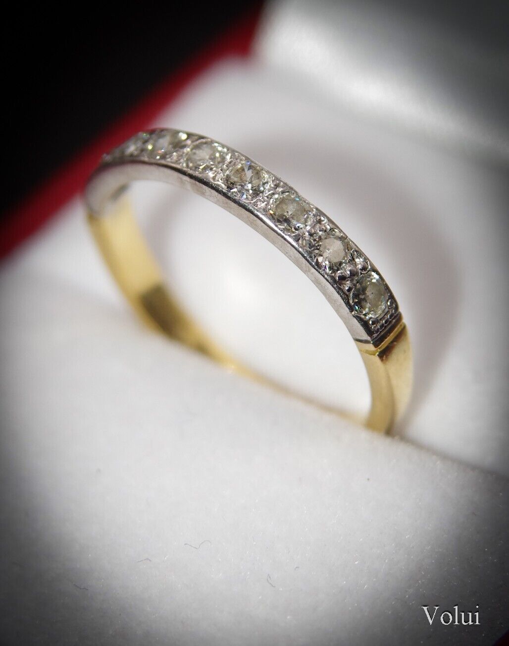 Attractive 18 Carat Gold and Diamond Half Eternity Ring Size M 1/2 Gift Idea