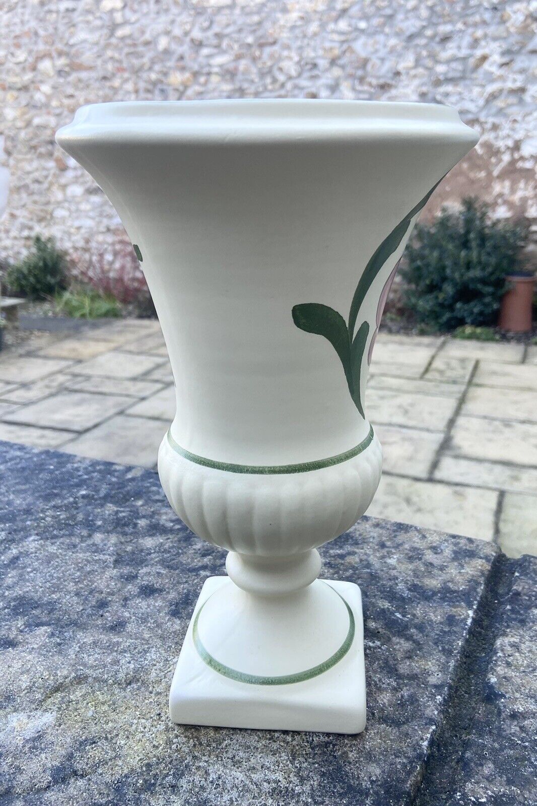 Vintage Honiton Pottery Urn Vase Hand Painted Floral Design Collectable