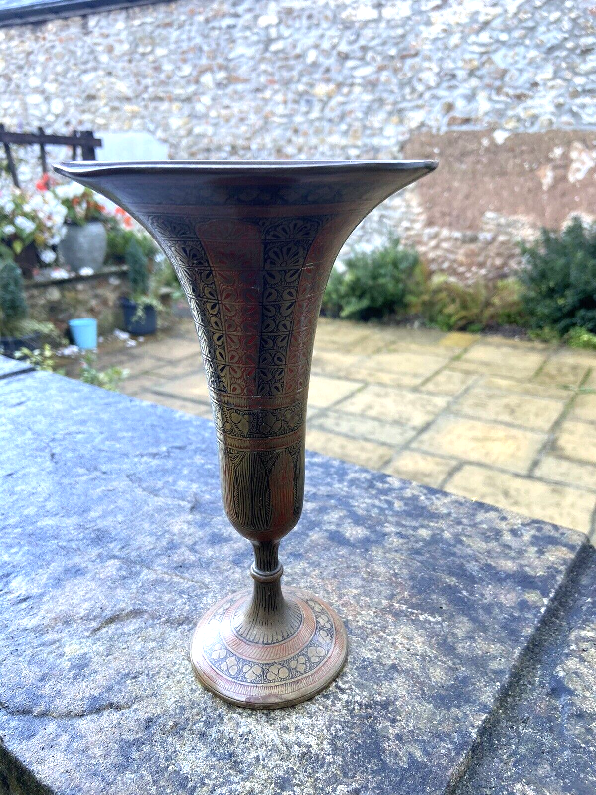 Antique Brass Vase Highly Decorated Possible Asian Origin Collectable Brassware