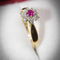 Classic J.S.N 18 Carat Gold Diamond and Ruby Cluster Ring Size M 1/2 Pre-Owned