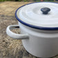 Vintage Small Enamel Lidded Pot Dish Glider Brand 16cm Cook Pot Kitchenalia