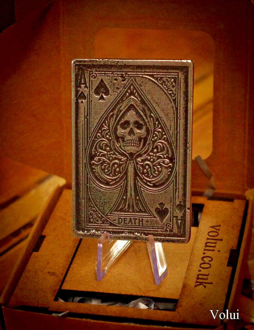 Silver Horror Bar Ace of Spades Design Collectable Sand Cast Hand Finished