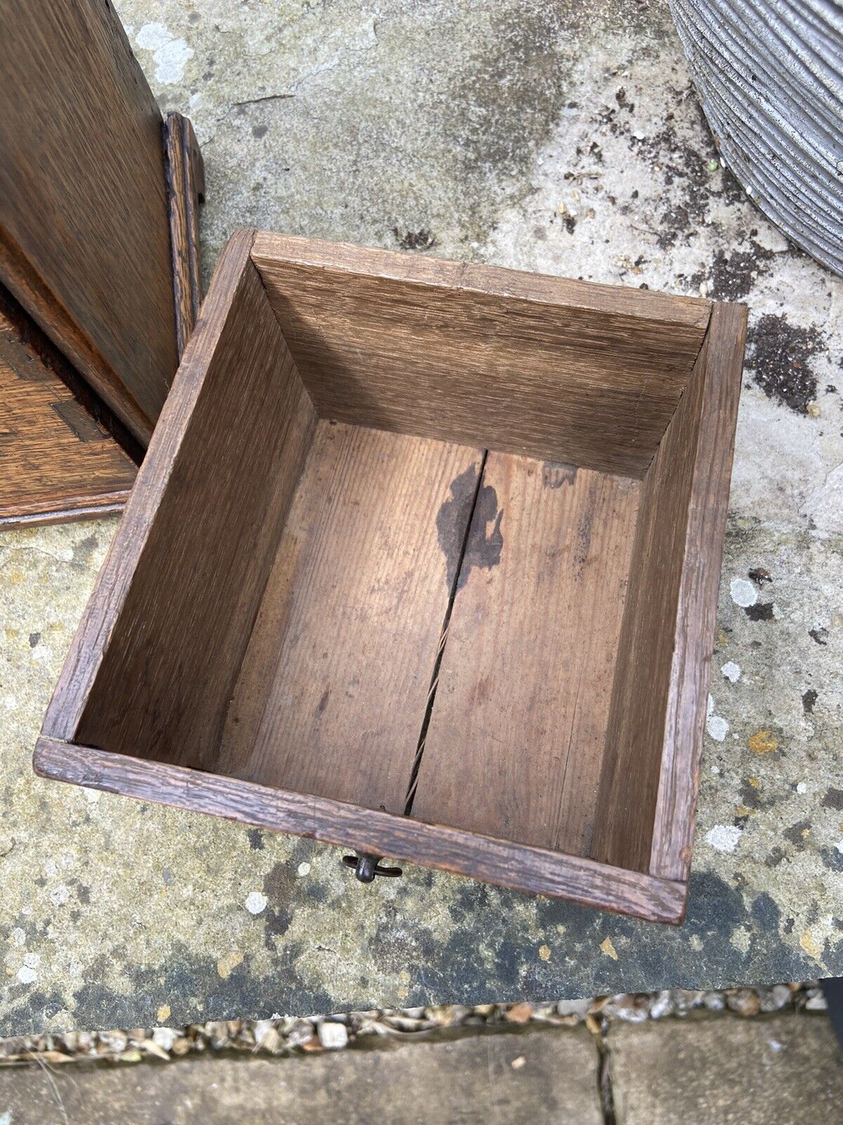 Small Antique Oak Spice Drawers Tabletop Two Drawer Unit Funiture