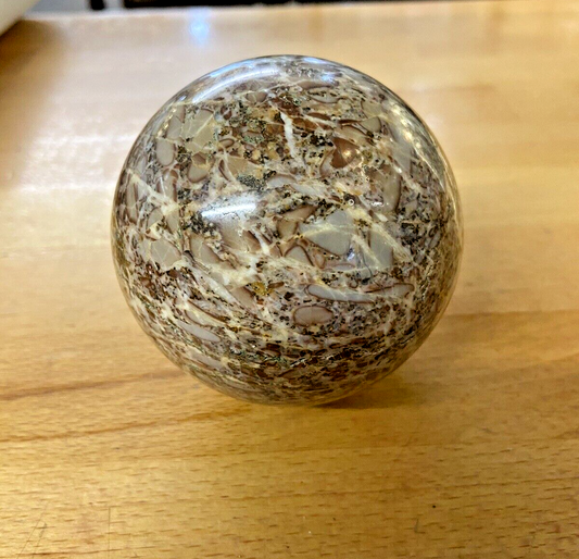 Antique / Vintage Marble Ball Sphere Browns & Greys Diameter 8cm Ornament