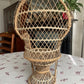 VIntage Mini Peacock Wicker Fan Back Rattan Chair 38cm Doll Plant Stand Boho