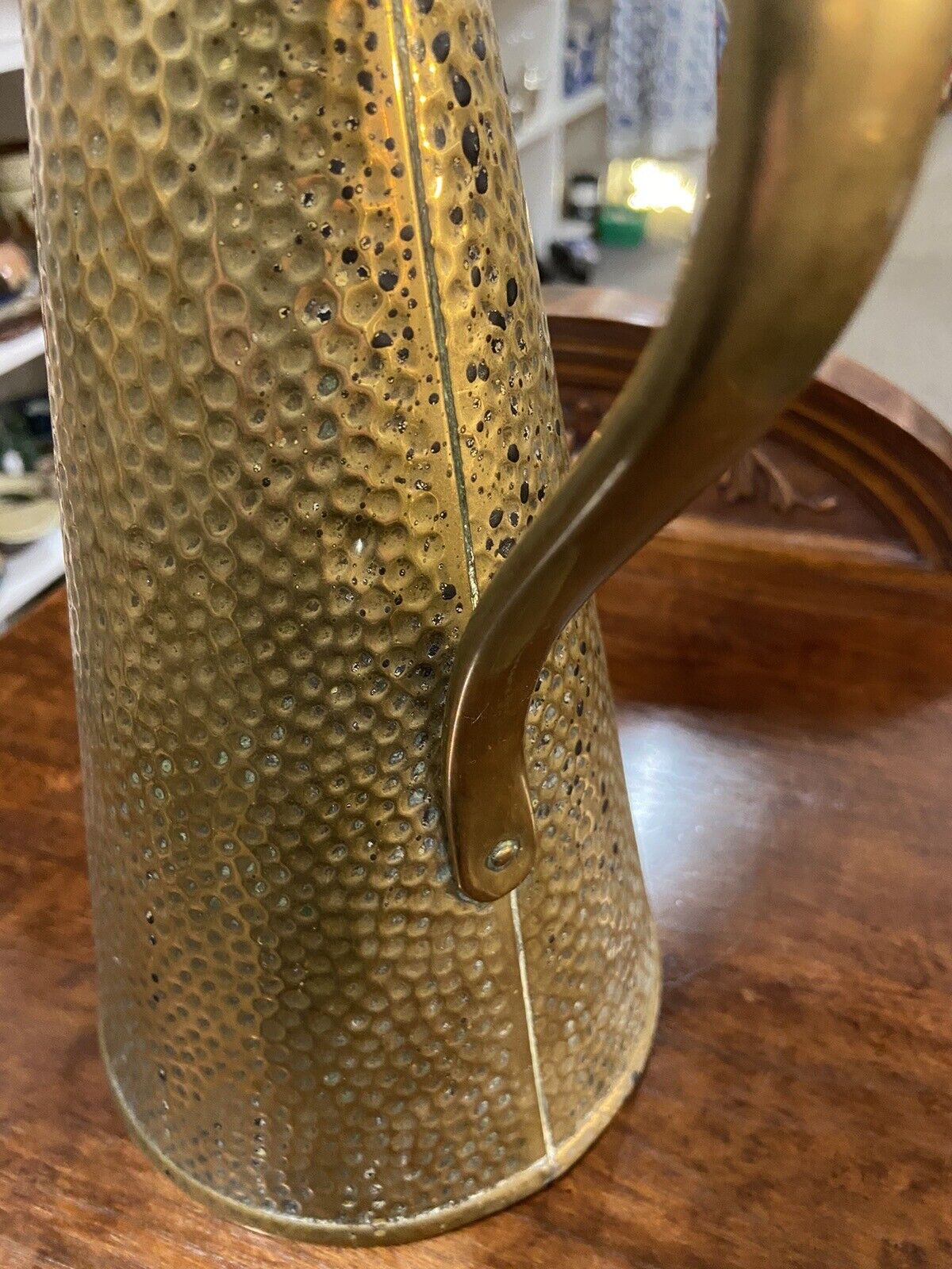 Antique Brass Jug Joseph Sankey & Sons Size 3 Hammered Brasswear Pitcher JS&S