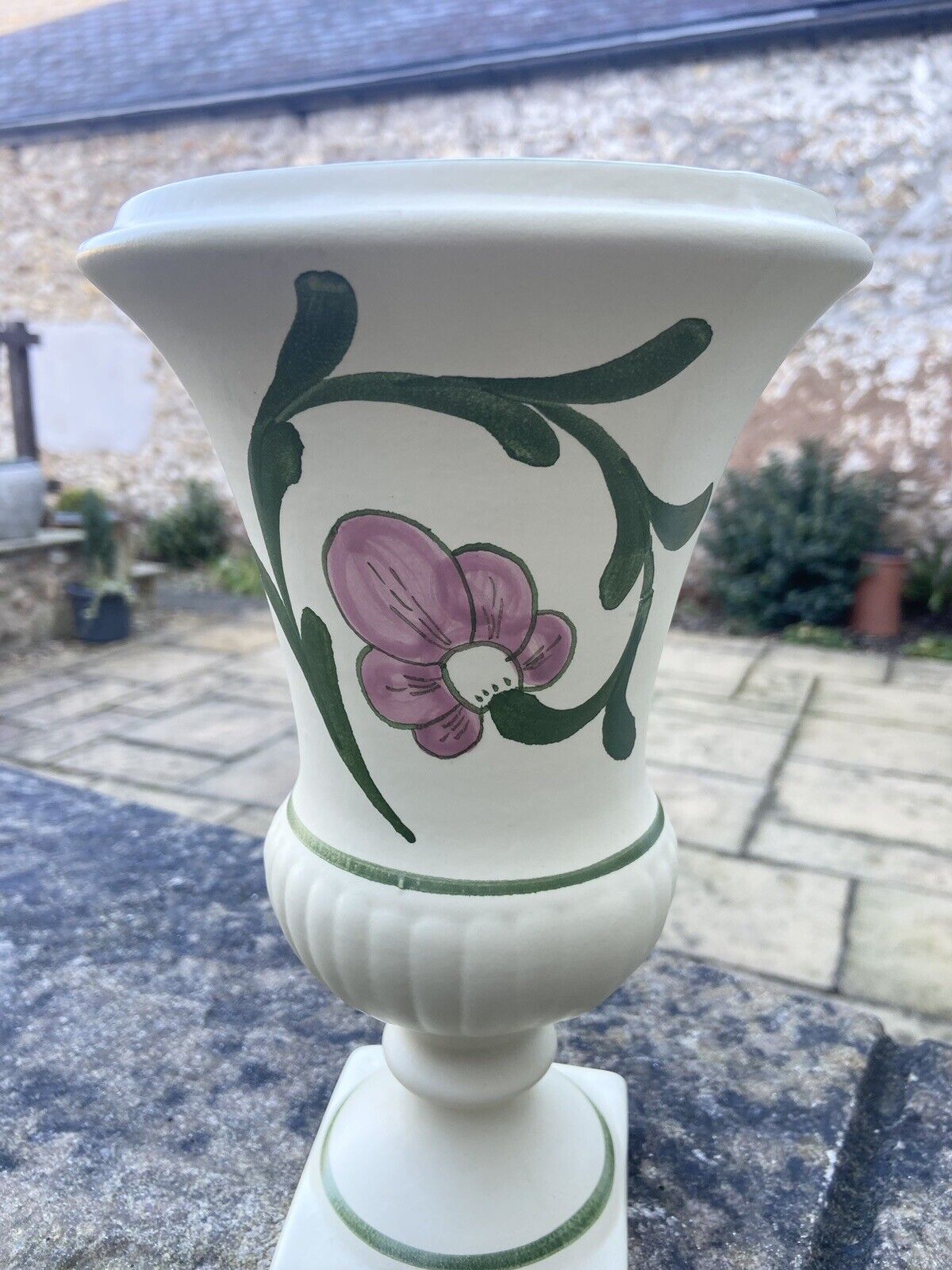 Vintage Honiton Pottery Urn Vase Hand Painted Floral Design Collectable