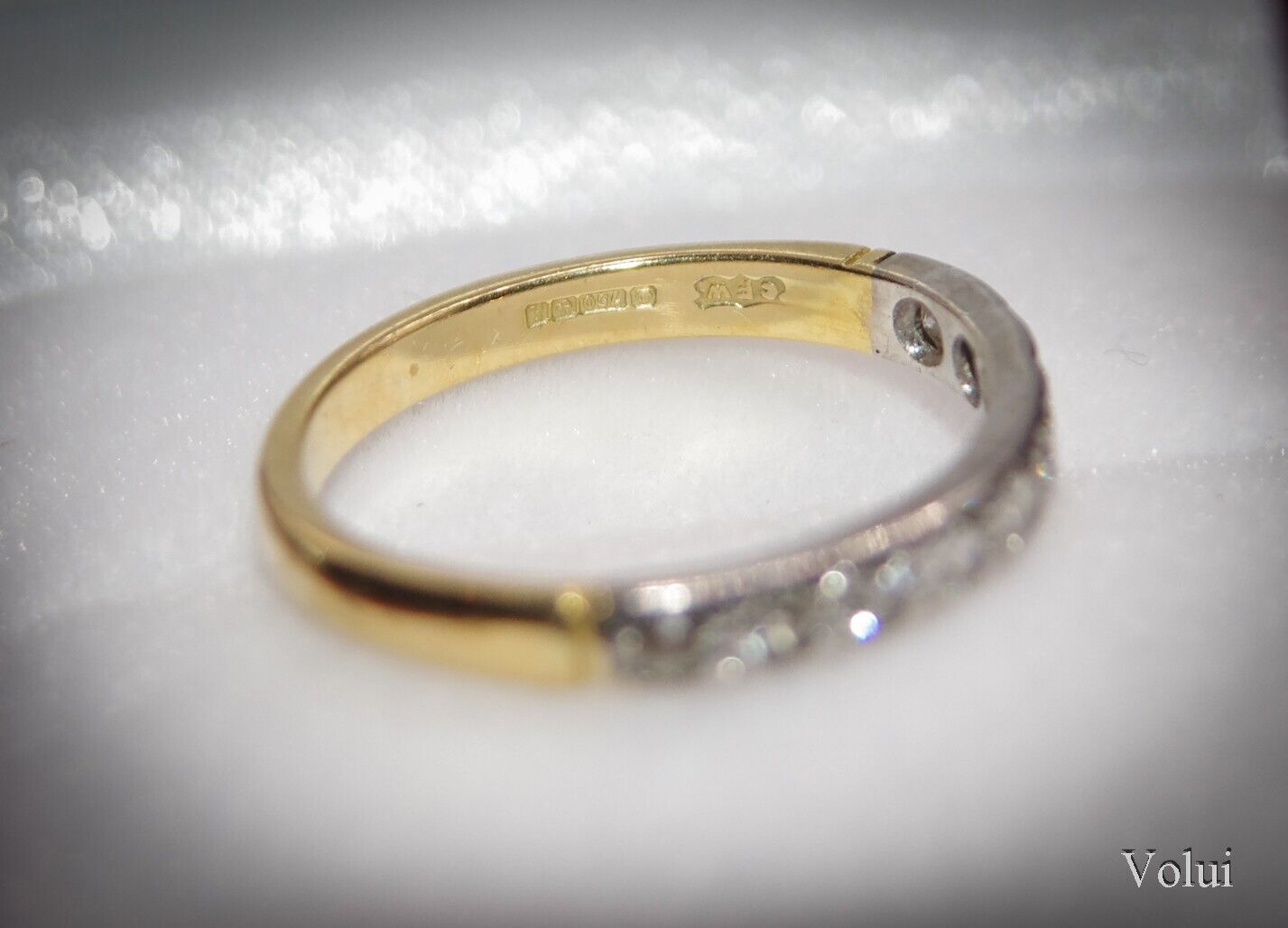 Attractive 18 Carat Gold and Diamond Half Eternity Ring Size M 1/2 Gift Idea