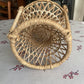 VIntage Mini Peacock Wicker Fan Back Rattan Chair 38cm Doll Plant Stand Boho