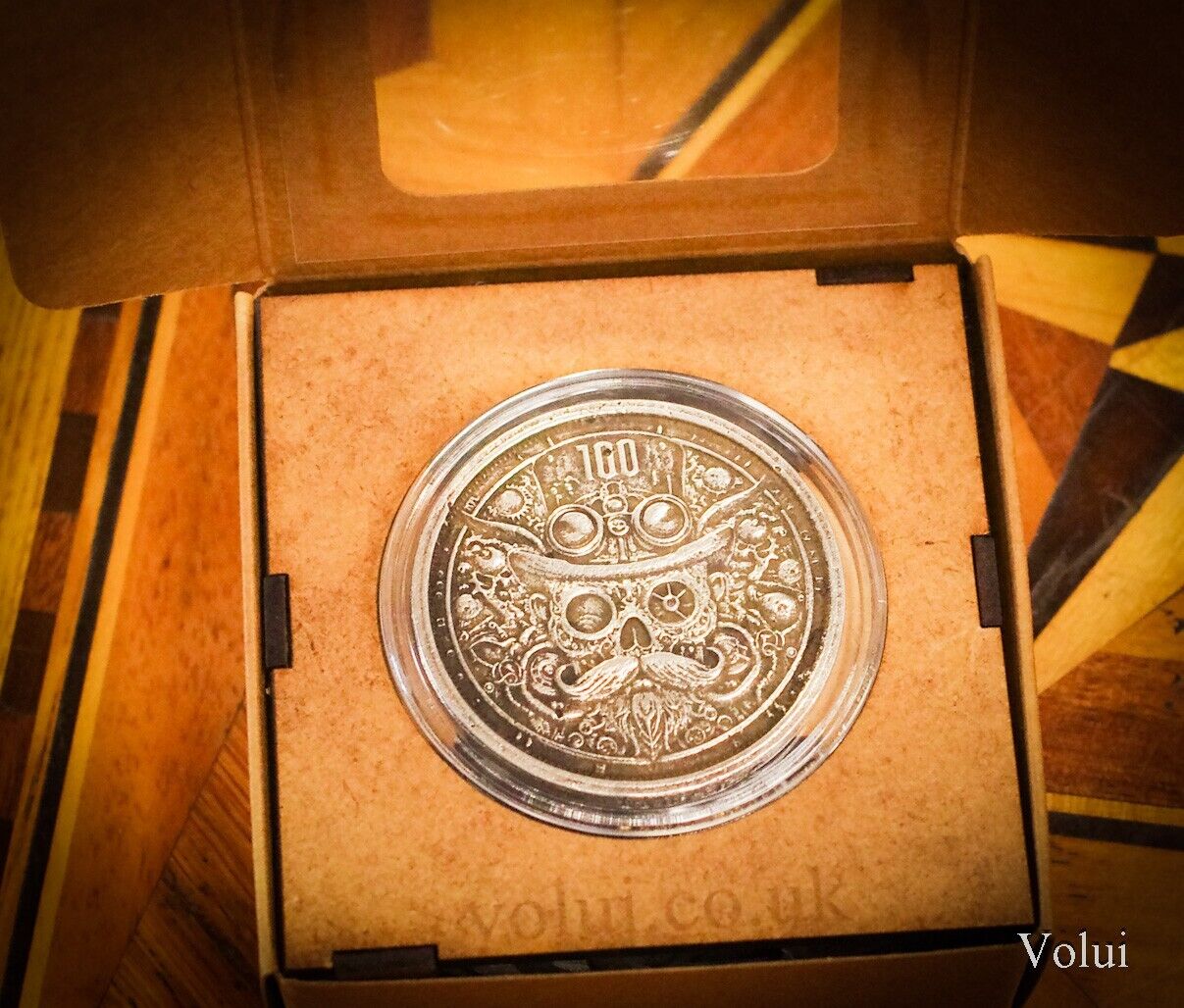 Silver 100  Dollar Steampunk Coin Design Collectable Sand Cast Hand Finished