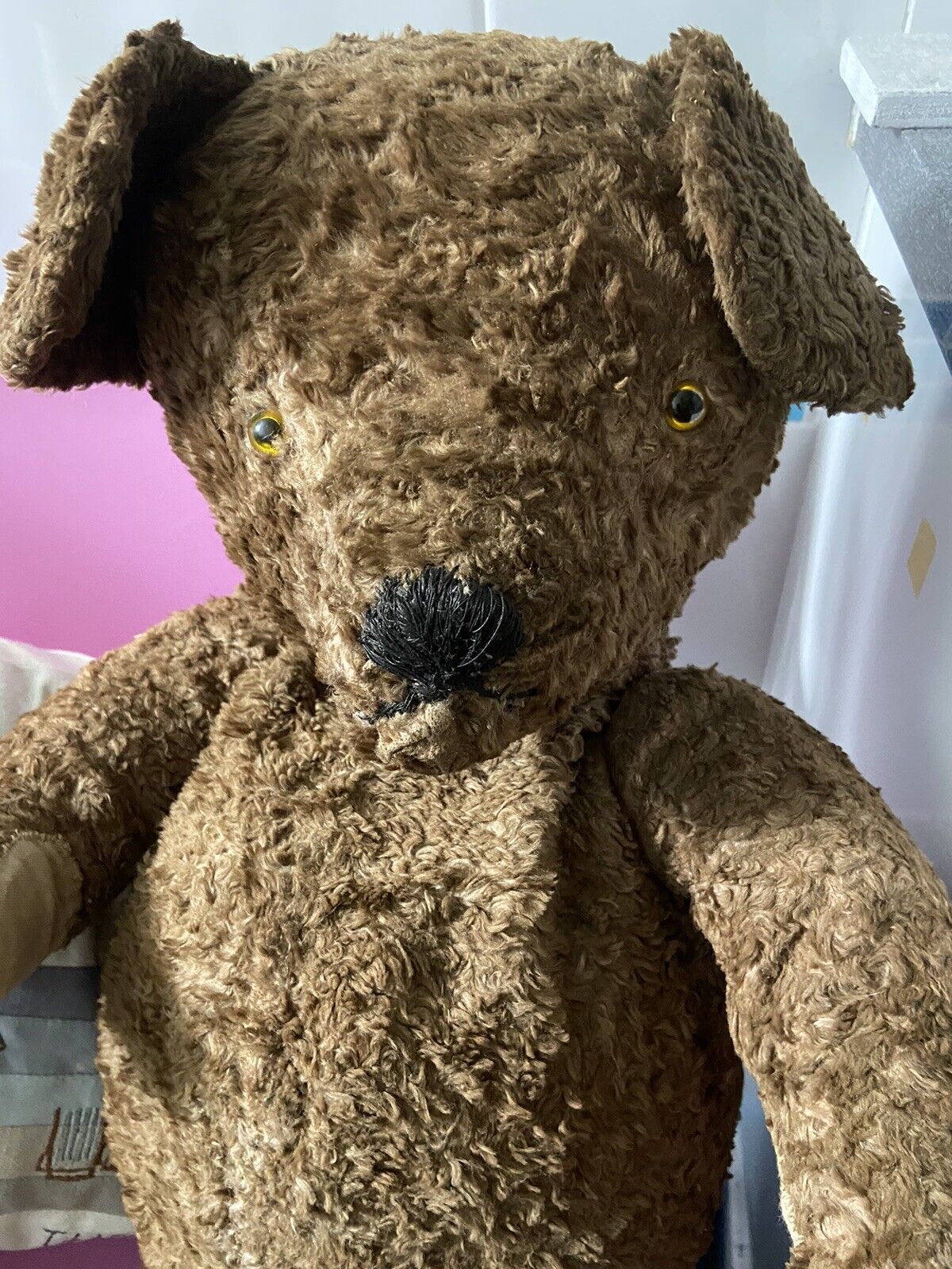 Large Vintage Teddy Bear Straw Filled Jointed Teddies In Need Of Love and Repair