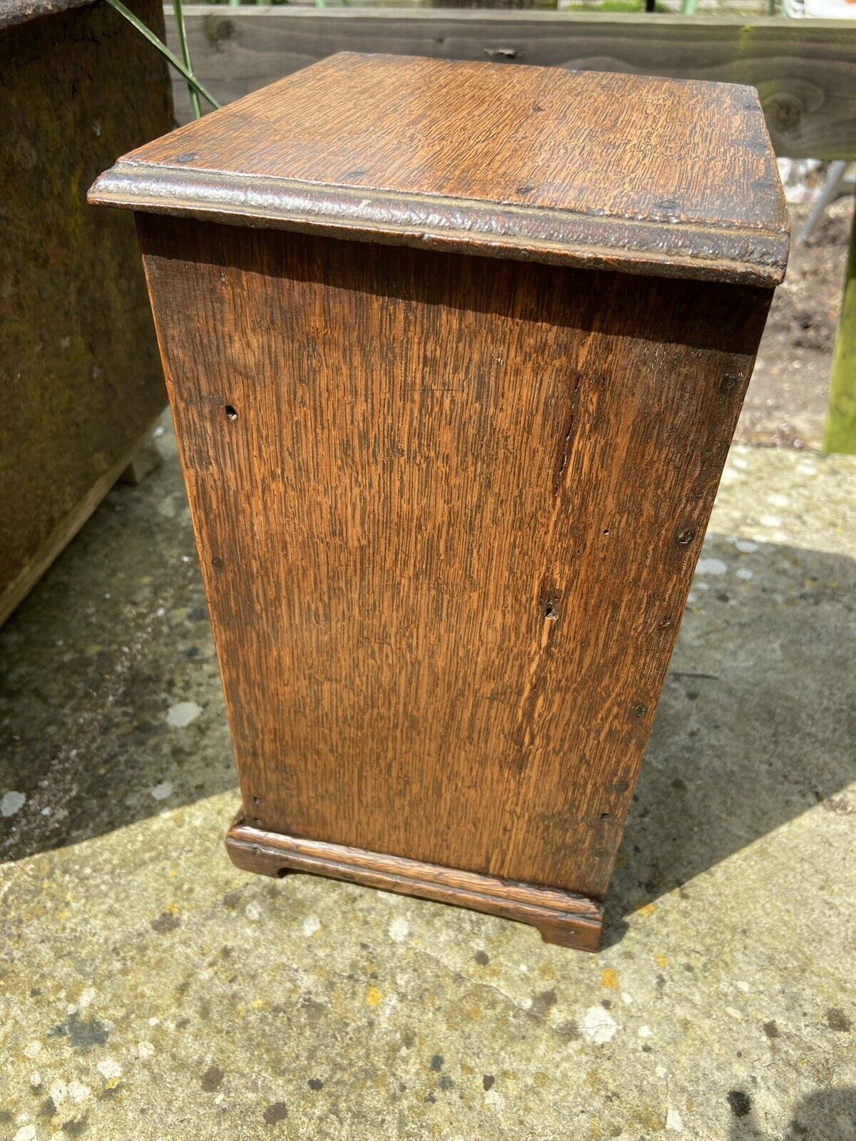 Small Antique Oak Spice Drawers Tabletop Two Drawer Unit Funiture