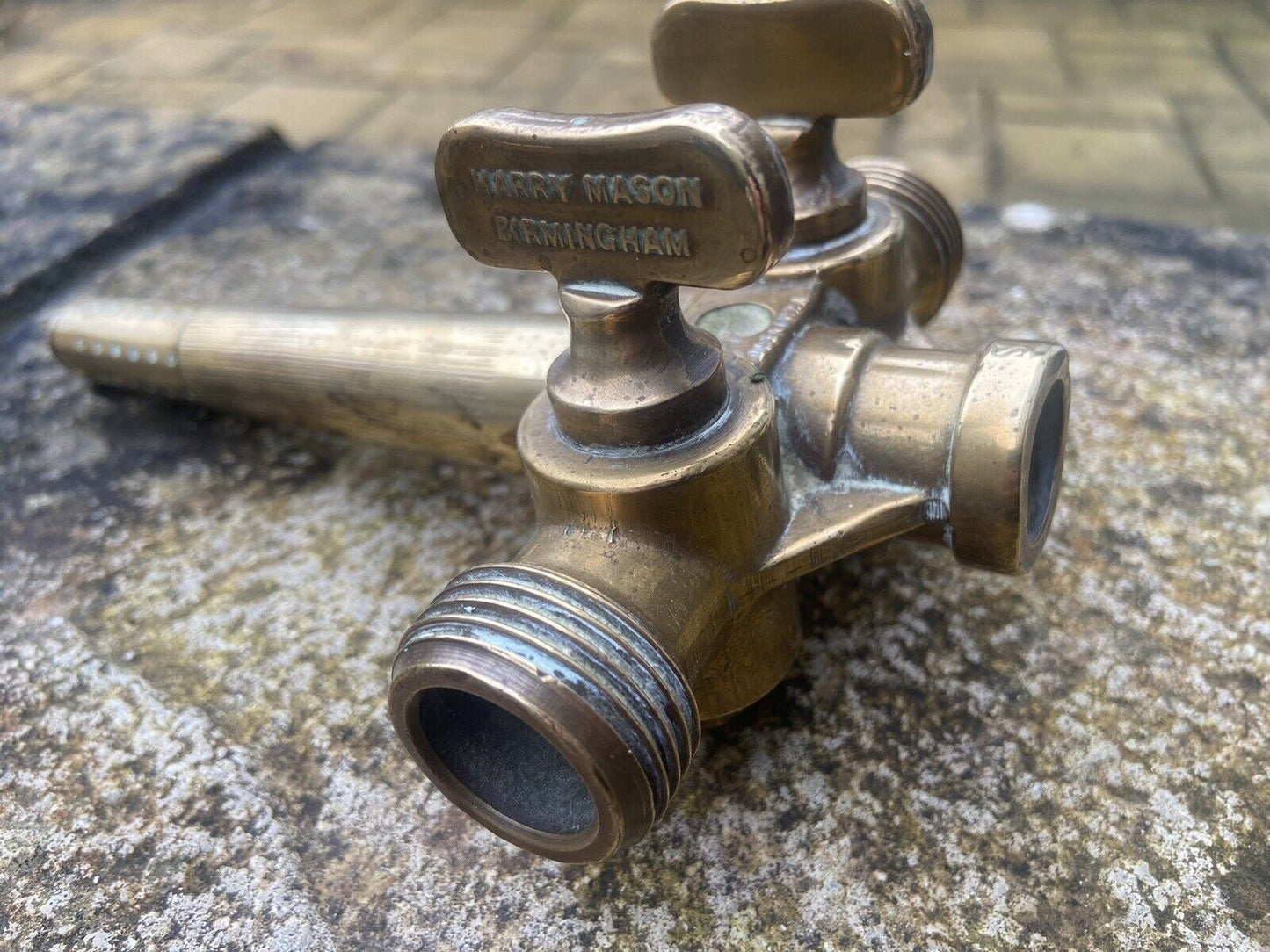 Pair Vintage Harry Mason Birmingham Brass Double Beer Tap Valve Keg Collectable