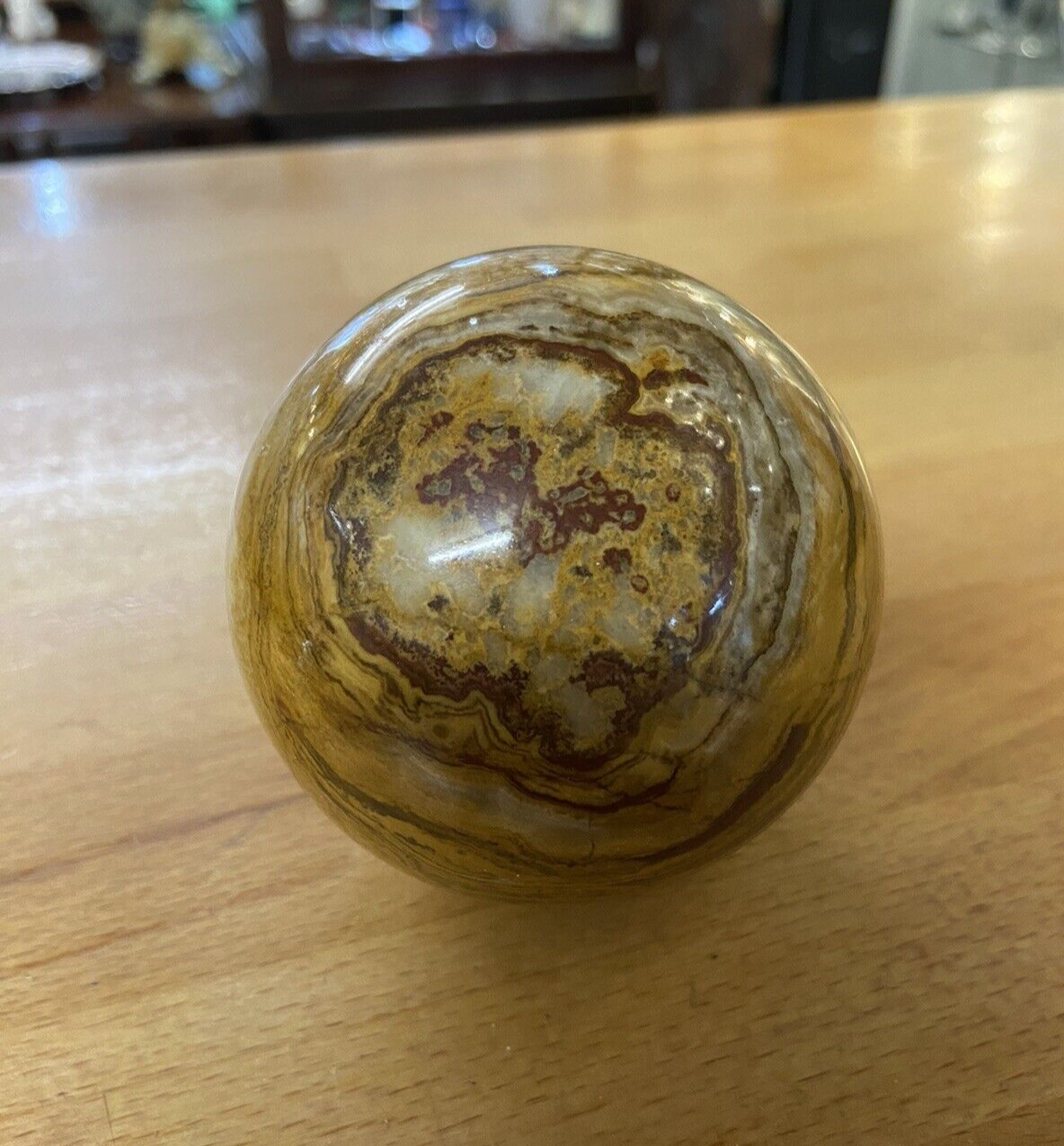 Antique / Vintage Marble Ball Sphere Browns Diameter 7cm Collectable Ornament