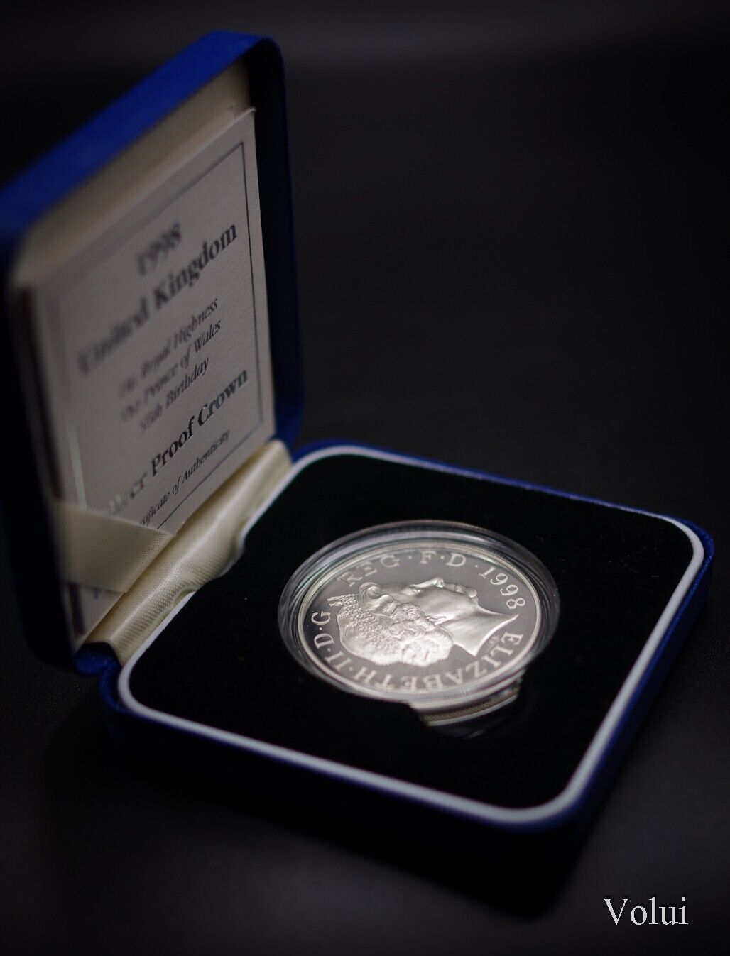 Collectable 1998 Silver Proof Five Pound Crown HRH Prince of Wales 50th Birthday