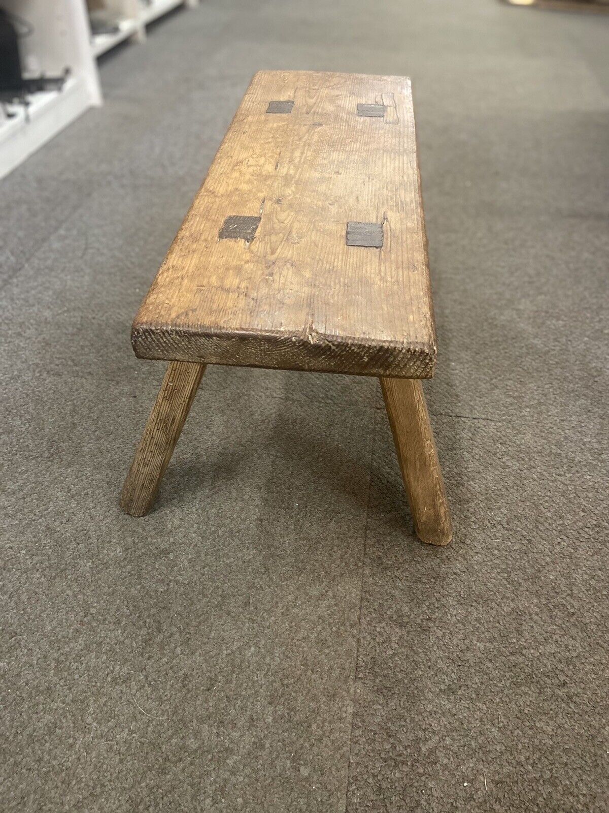 Antique Wooden Stool Pig Bench Rustic Handcrafted Furniture Collectable