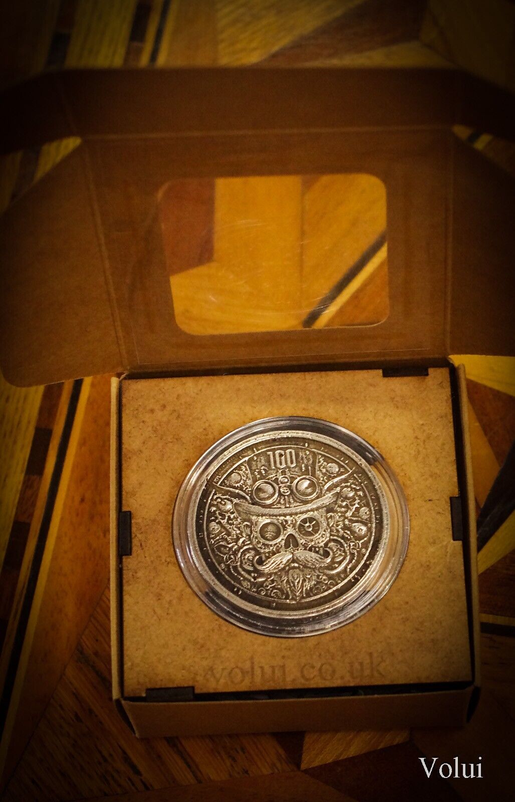 Silver 100  Dollar Steampunk Coin Design Collectable Sand Cast Hand Finished