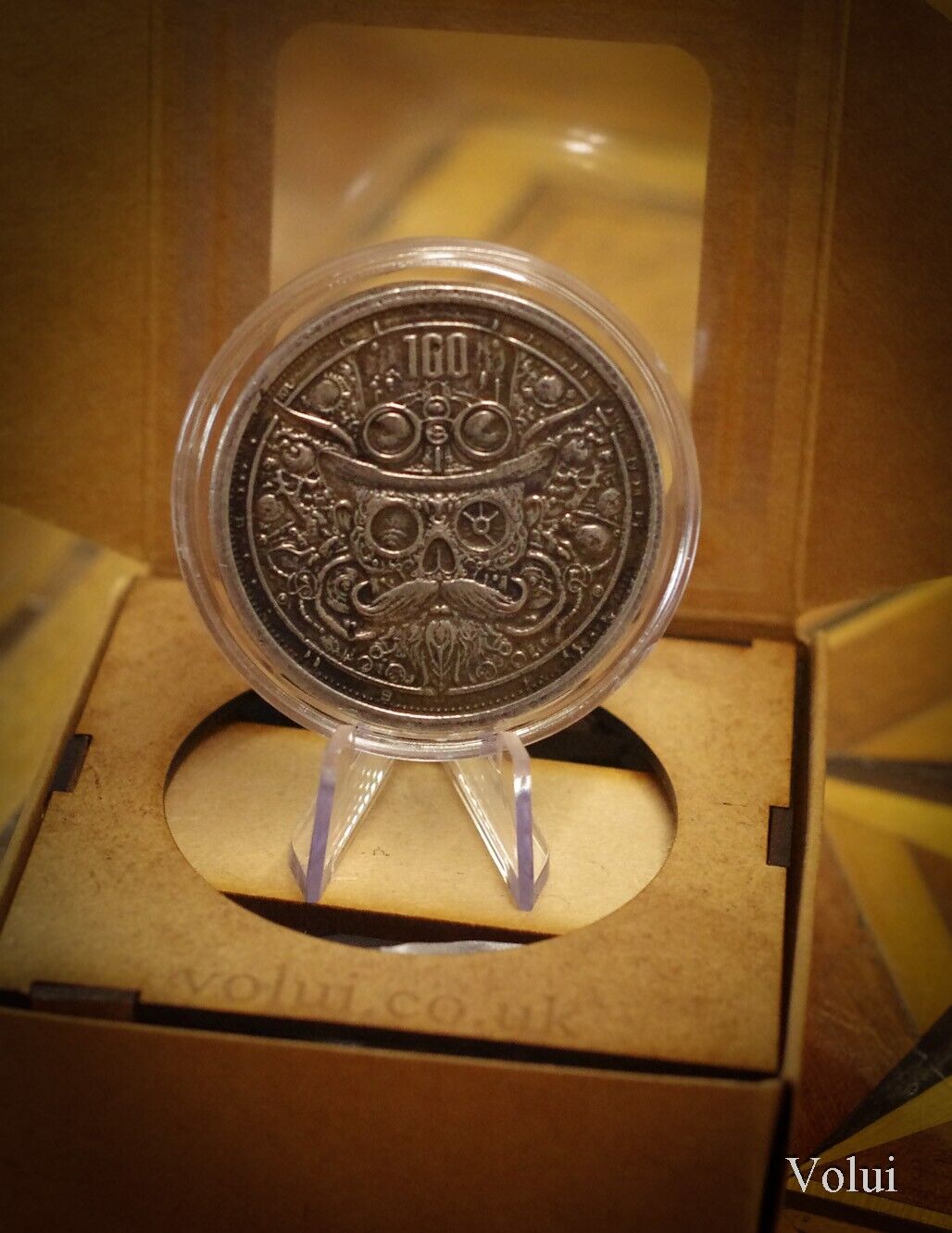 Silver 100  Dollar Steampunk Coin Design Collectable Sand Cast Hand Finished