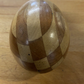 Small Vintage Darning Wooden Egg Parquetry Stripes and Checkerboard Pattern