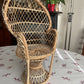 VIntage Mini Peacock Wicker Fan Back Rattan Chair 38cm Doll Plant Stand Boho