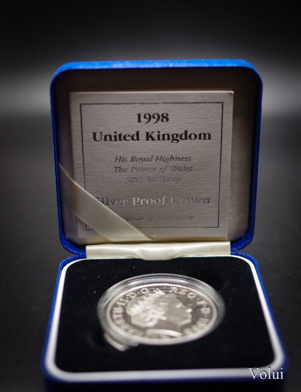 Collectable 1998 Silver Proof Five Pound Crown HRH Prince of Wales 50th Birthday