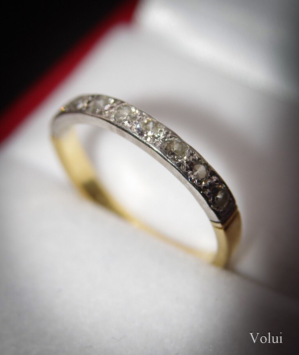 Attractive 18 Carat Gold and Diamond Half Eternity Ring Size M 1/2 Gift Idea