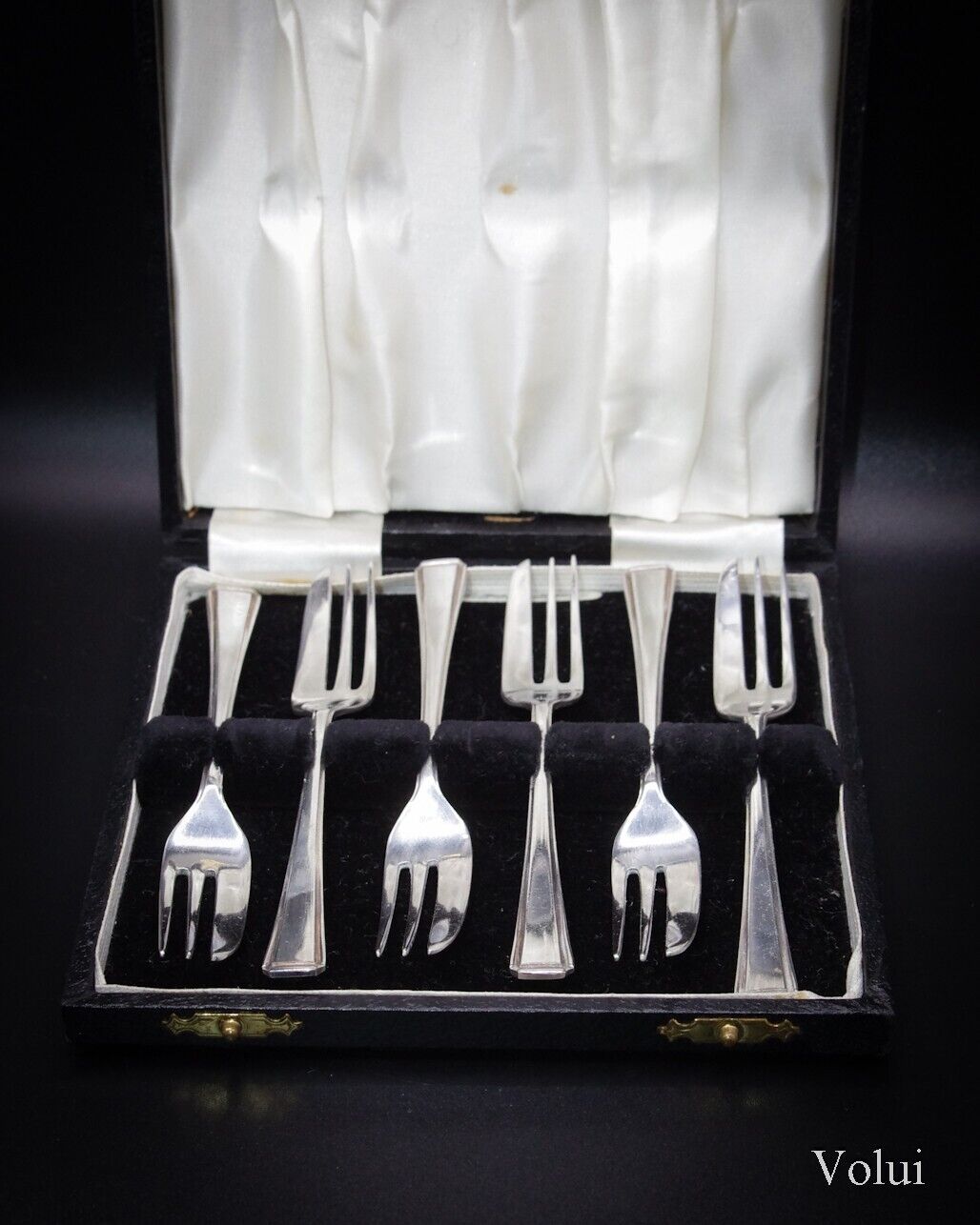 Box Set of Vintage Mosleys  Dessert Cake Forks x 6 Silver Plated EPNS A1