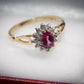 Stunning 9 Carat Gold Diamond and Amethyst Cluster Ring Size M Pre-Owned