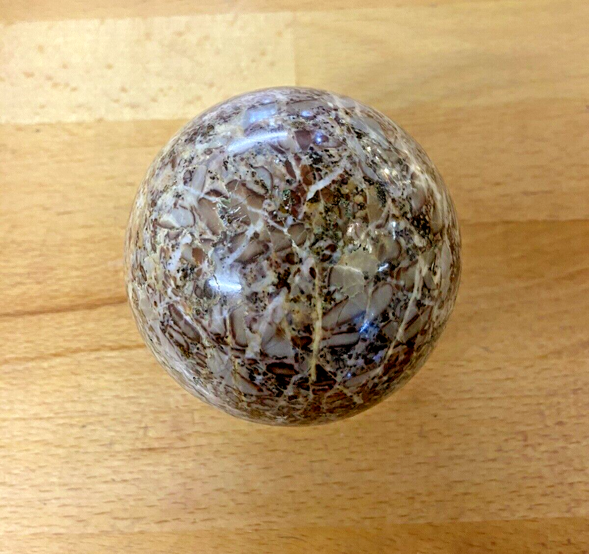 Antique / Vintage Marble Ball Sphere Browns & Greys Diameter 8cm Ornament