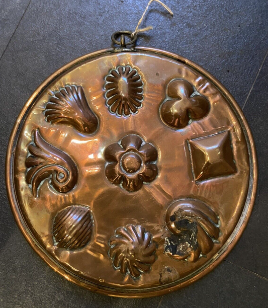 Antique Copper Mould Shells Biscuit Fruit Tart Collectable Kitchenalia