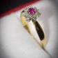 Classic J.S.N 18 Carat Gold Diamond and Ruby Cluster Ring Size M 1/2 Pre-Owned