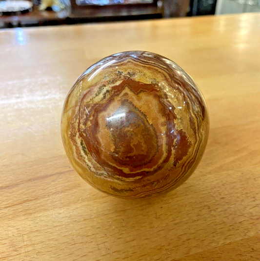 Antique / Vintage Marble Ball Sphere Browns Diameter 7cm Collectable Ornament