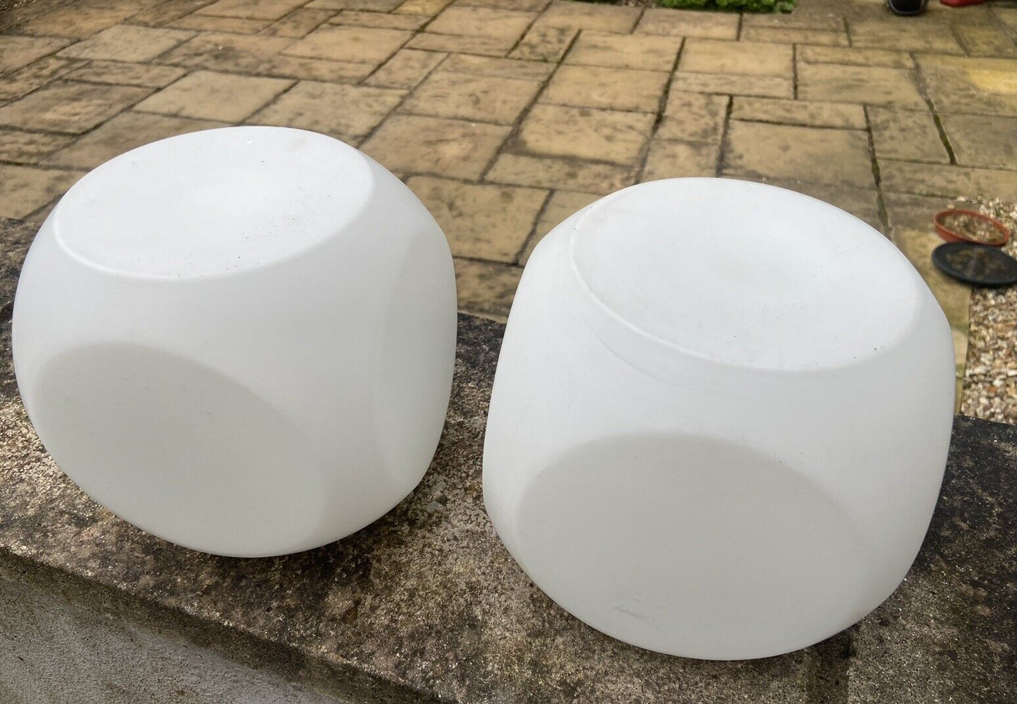 Pair of Vintage Lightshades Lampshades Opaque Glass Dice/Cube Art Deco 18cm