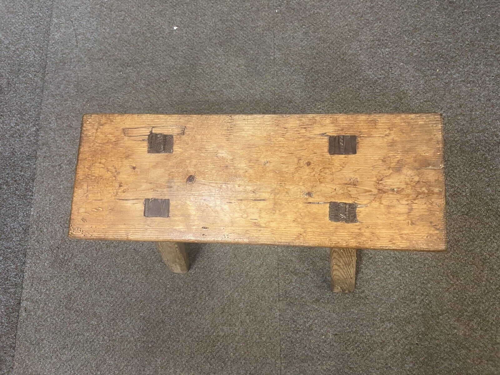 Antique Wooden Stool Pig Bench Rustic Handcrafted Furniture Collectable