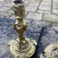 Highly Detailed Heavyweight Antique Brass Candlesticks Pair Candle Sticks