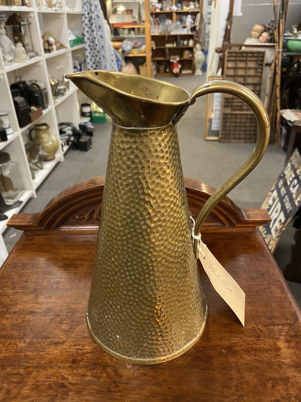 Antique Brass Jug Joseph Sankey & Sons Size 3 Hammered Brasswear Pitcher JS&S