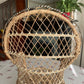 VIntage Mini Peacock Wicker Fan Back Rattan Chair 38cm Doll Plant Stand Boho