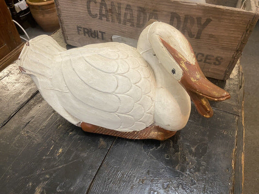 Large Wooden Goose Hand Painted Shabby Chic Ornament Folk Art