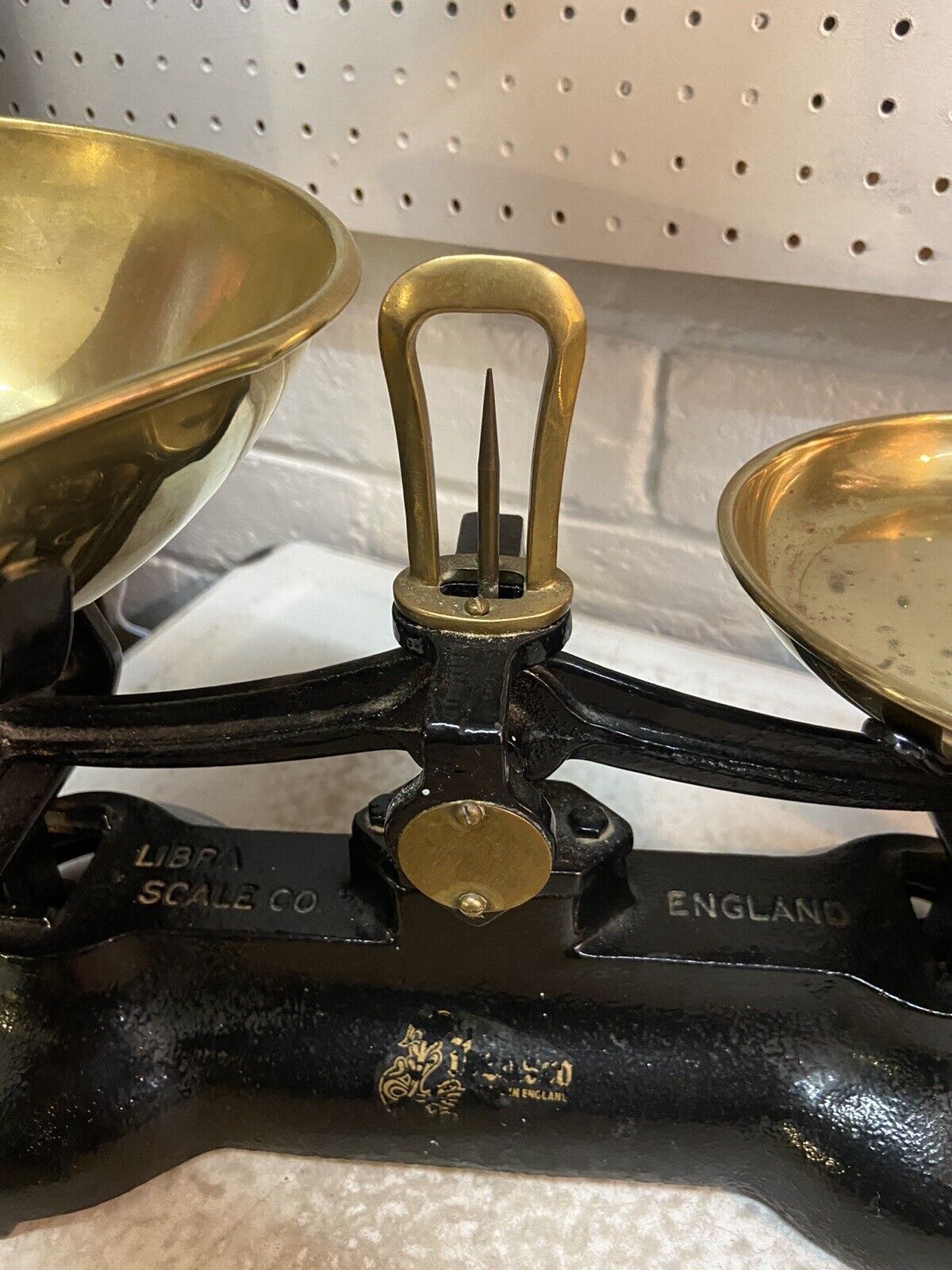 Vintage Set of Libra Librasco Scales And Weights Brass Pans Kitchenalia