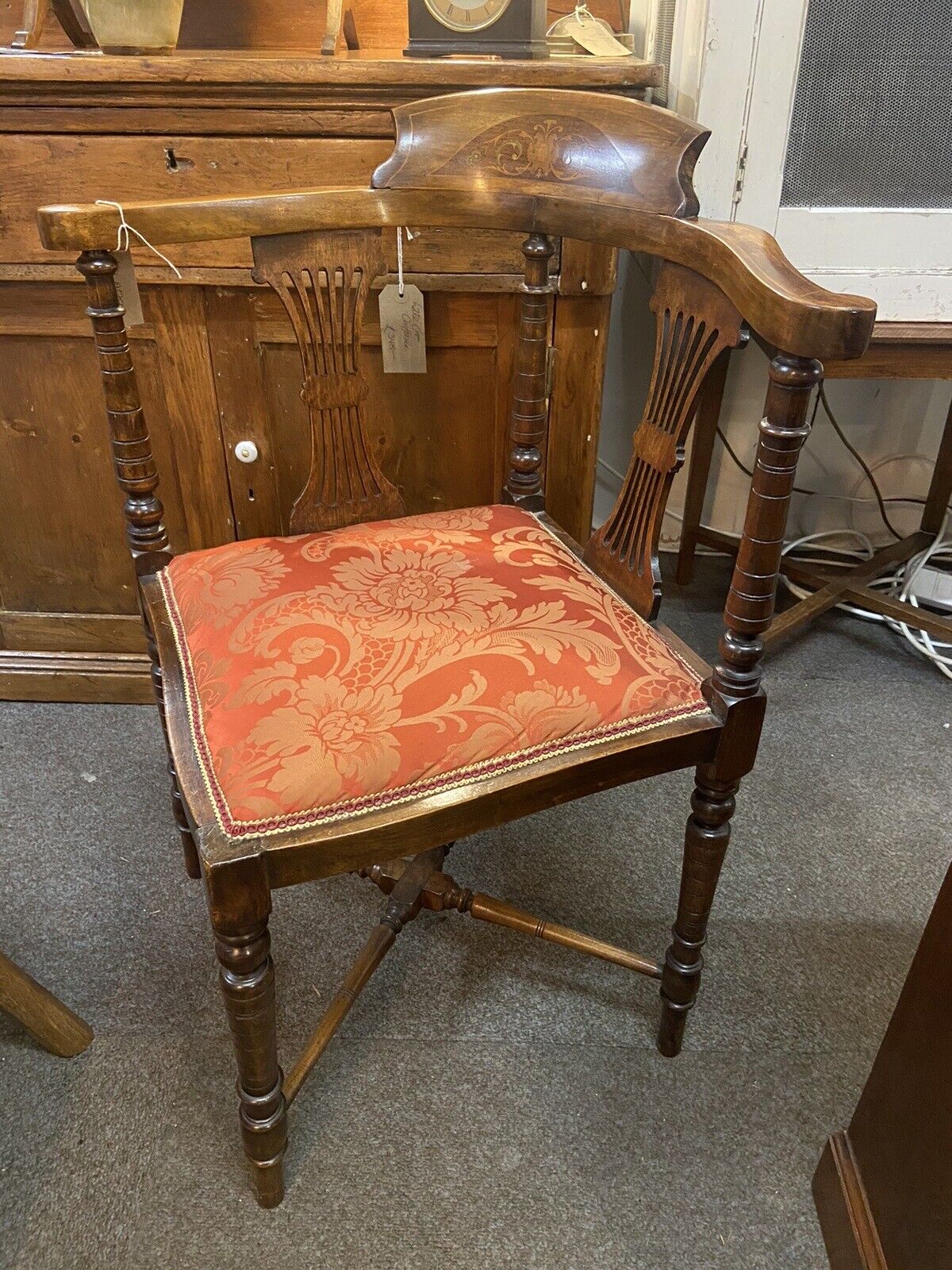 Beautiful Edwardian Corner Chair Upholstered Side Chair Antique Furniture