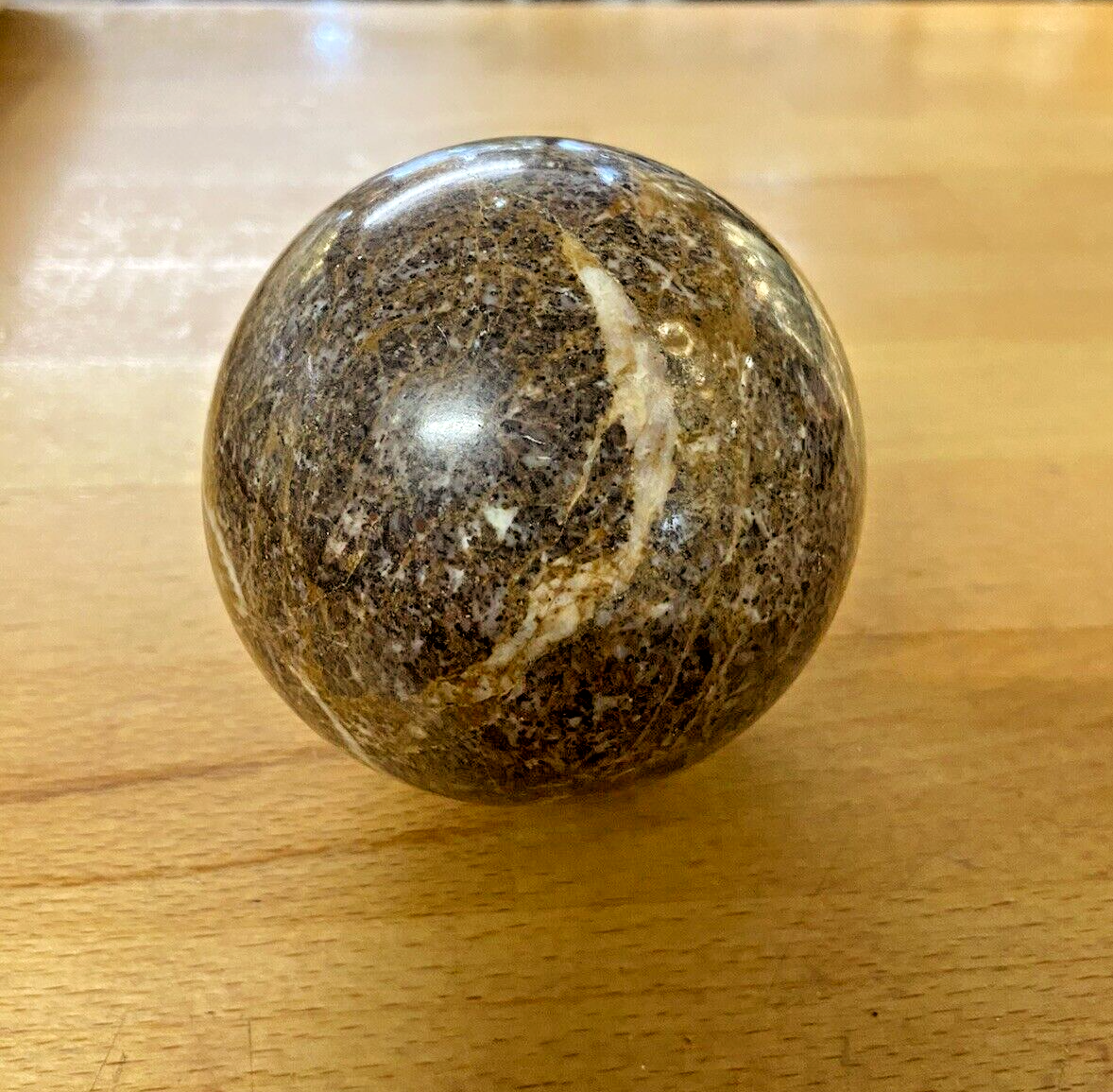 Antique / Vintage Marble Ball Sphere Browns & Greys Diameter 8cm Ornament