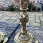 Highly Detailed Heavyweight Antique Brass Candlesticks Pair Candle Sticks