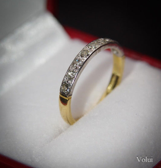 Attractive 18 Carat Gold and Diamond Half Eternity Ring Size M 1/2 Gift Idea