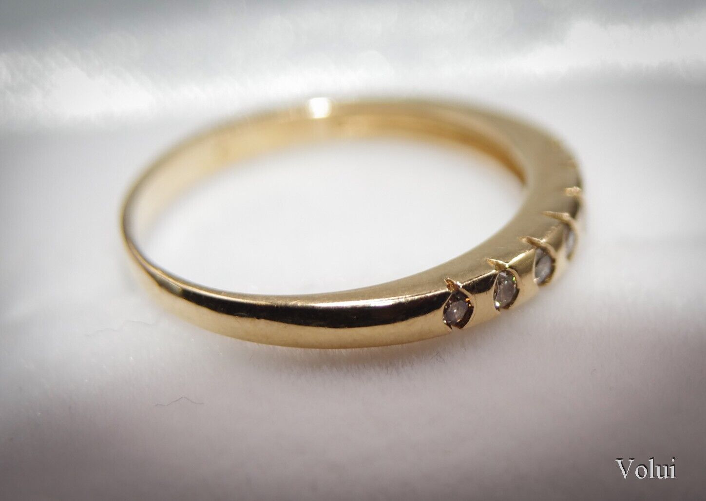 Pretty 9 Carat Gold and Diamond Ring Half |Eternity Size O Pre-Owned Gift Idea