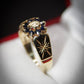 Unusual 9 Carat Gold Sapphire and Diamond Ring Size L Pre-Owned Gift Idea