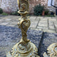 Highly Detailed Heavyweight Antique Brass Candlesticks Pair Candle Sticks