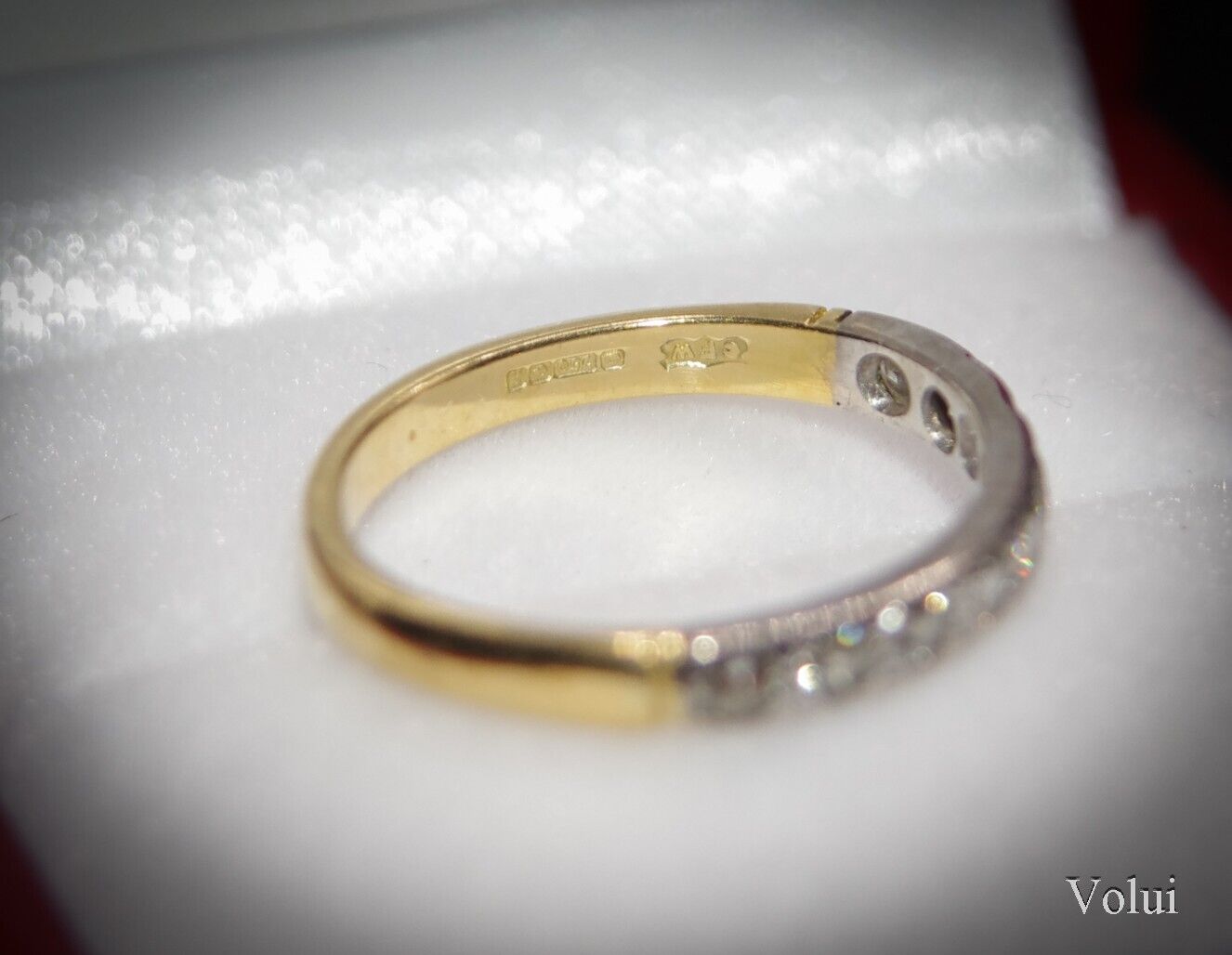 Attractive 18 Carat Gold and Diamond Half Eternity Ring Size M 1/2 Gift Idea