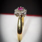 Classic J.S.N 18 Carat Gold Diamond and Ruby Cluster Ring Size M 1/2 Pre-Owned