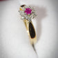 Classic J.S.N 18 Carat Gold Diamond and Ruby Cluster Ring Size M 1/2 Pre-Owned