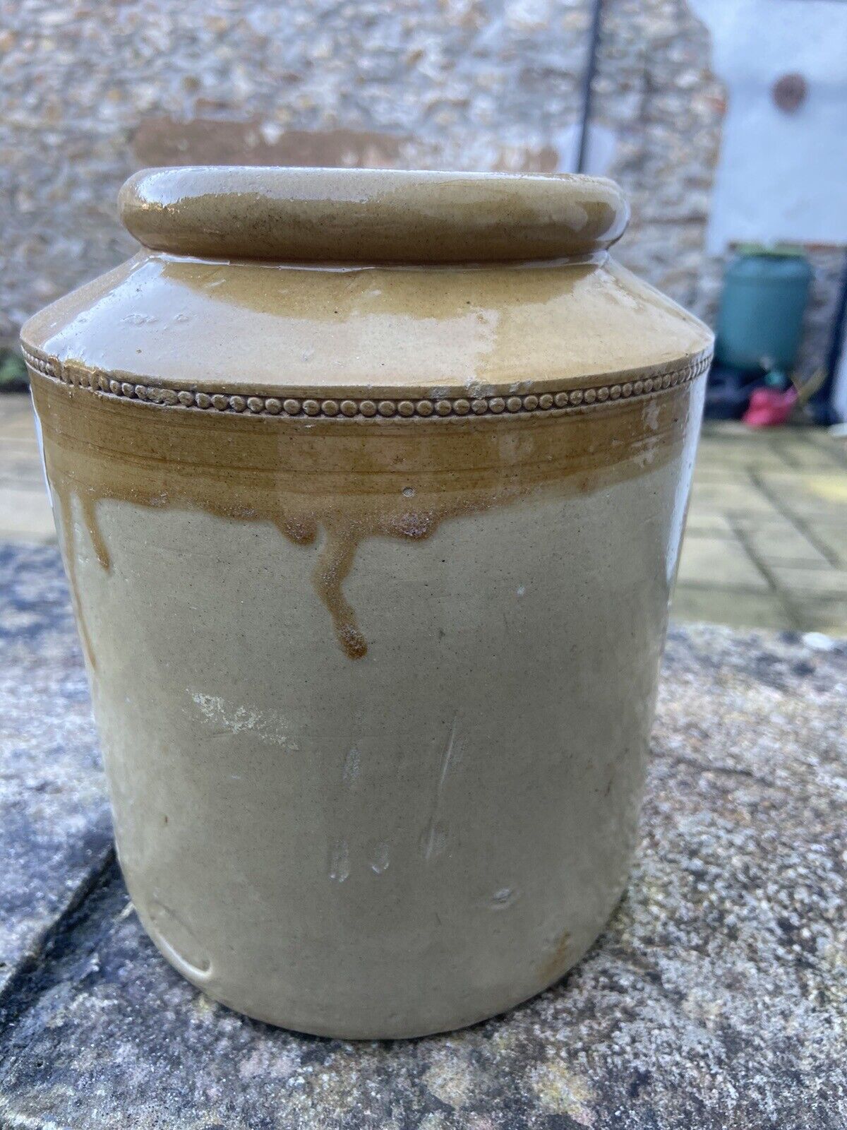 Vintage Stoneware Pot or Pot Collectable Kitchenalia Flowers Utensils Storage